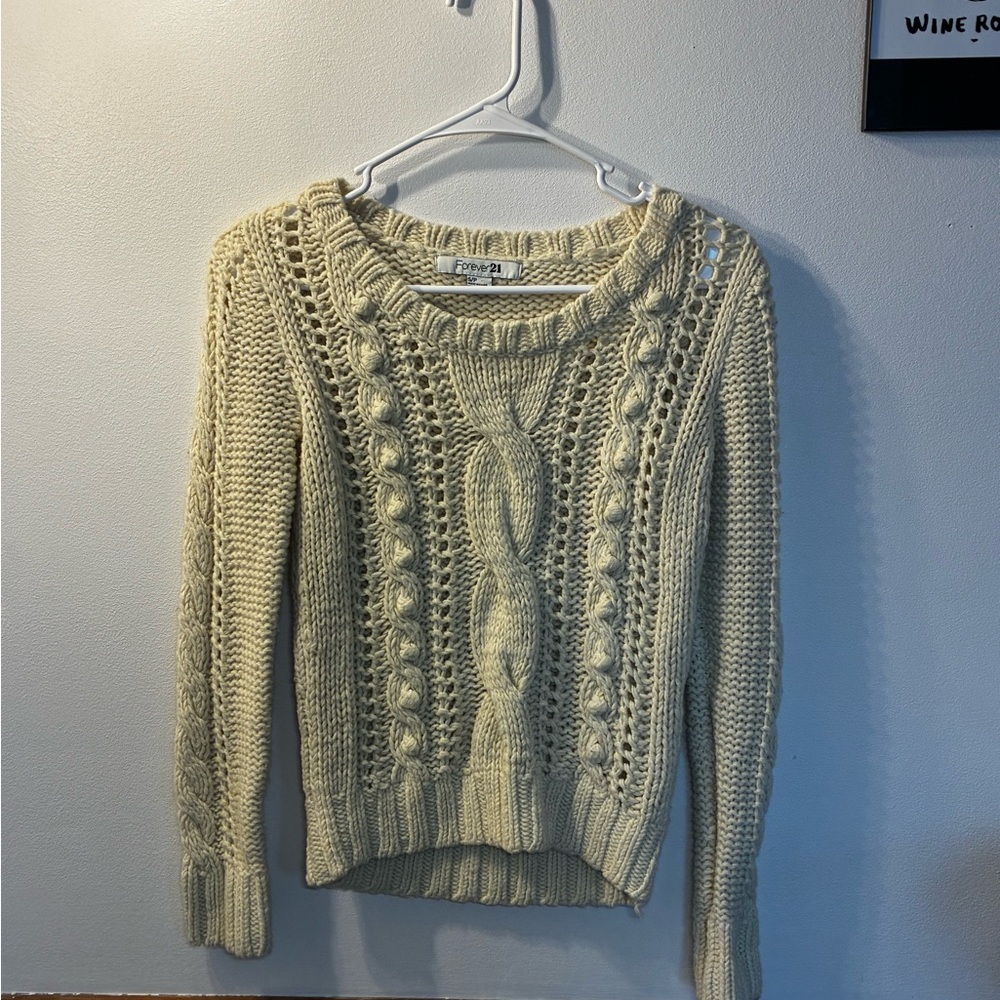 Y2k Forever 21 Cream Cable Knit Sweater